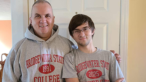 Anthony LaCourse and Alex LaCourse wearing Bridgewater sweatshirts