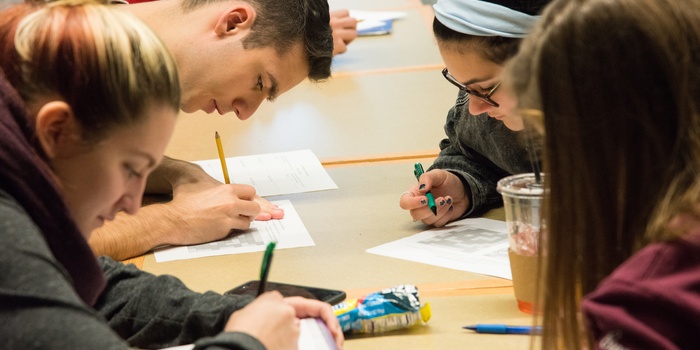 students working in math class