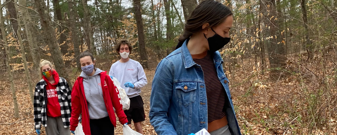 Members of the EAT club participating in a clean-up event