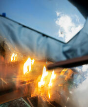 A fire against a sky
