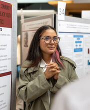 Carla Victoria Alves, BSU Honors student, presenting at BSU Symposium
