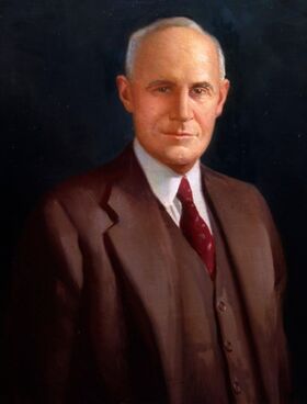 Painting of Zenos Scott wearing a suit.