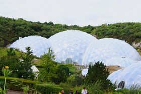 A photo of three giant domes