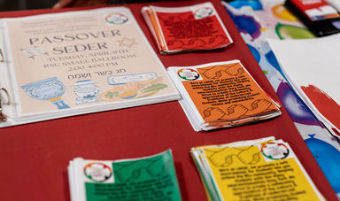 Close-up of a flyer for the annual Passover seder