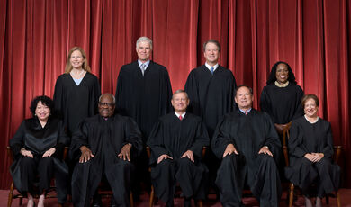 The nine Justices of the Supreme Court, seated for a formal portrait