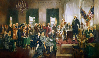 Painting Scene at the Signing of the Constitution of the United States