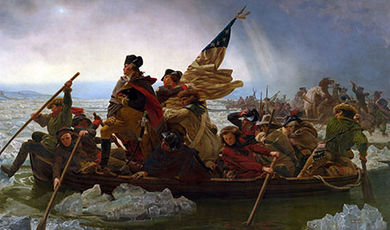 Washington Crossing the Delaware, by Emanuel Leutze - George Washington is rowed across the icy Delaware River in the early morning of December 26, 1776