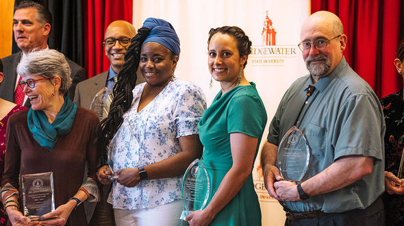 Dr. Susan Eliason, Dr. T. Kevin McGowan, Dr. Castagna Lacet, Dr. Christina Hodel and Prof. Joseph Doyle at the Awards for Academic Excellence