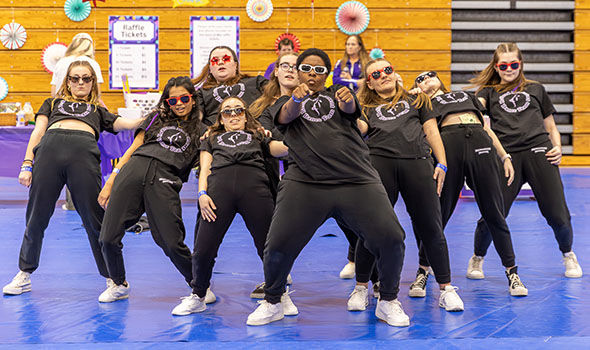 A group of students dancing at the Relay for Life event