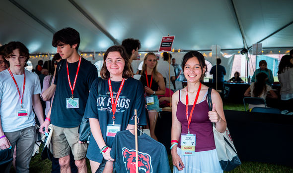 new students at orientation checkpoint