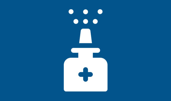 A nasal spray bottle with a medical &quot;plus&quot; symbol