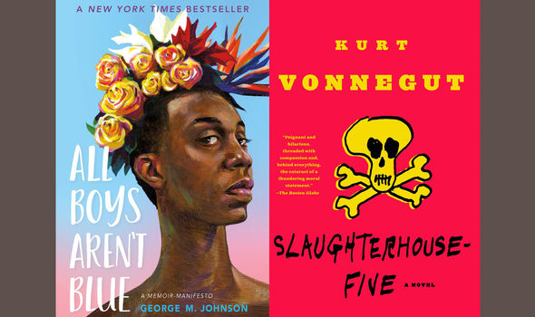 The covers of the books &quot;All Boys Aren't Blue&quot; and &quot;Slaughterhouse Five&quot;