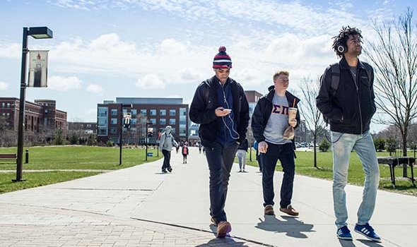 Students walk across BSU's sprawling campus