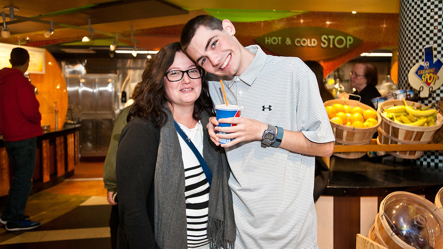 student with family member