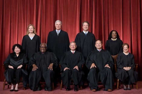 The nine Justices of the Supreme Court, seated for a formal portrait