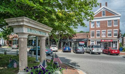 a view of Central Square in Bridgewater, MA